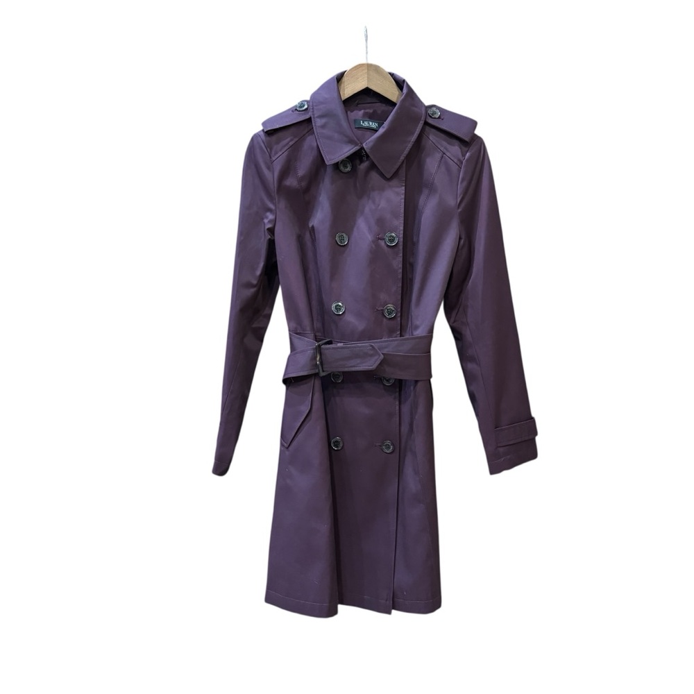 Lauren Ralph Lauren Women's Belted Water-Resistant Trench Coat in Pinot Noir - Picture 3 of 12